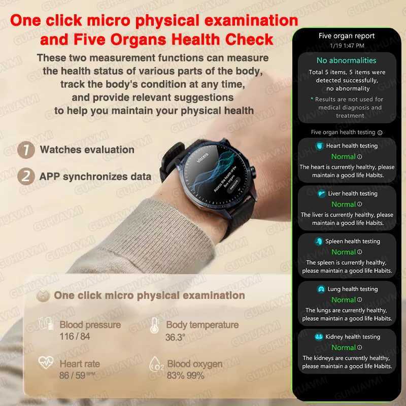2025 Laser Pulse Uric Acid Blood Fat Nursing Smart Watch Men Body Fat Blood Pressure ECG+PPG Sleep Aid For Health WatchXJ250705