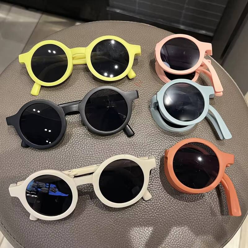 New Childrens Folding Sunglasses Children Candy Colored Round Sun Glasses Cute Baby Kids Protective Eyewear UV400 Gafas De Sol ddmythur Z260305