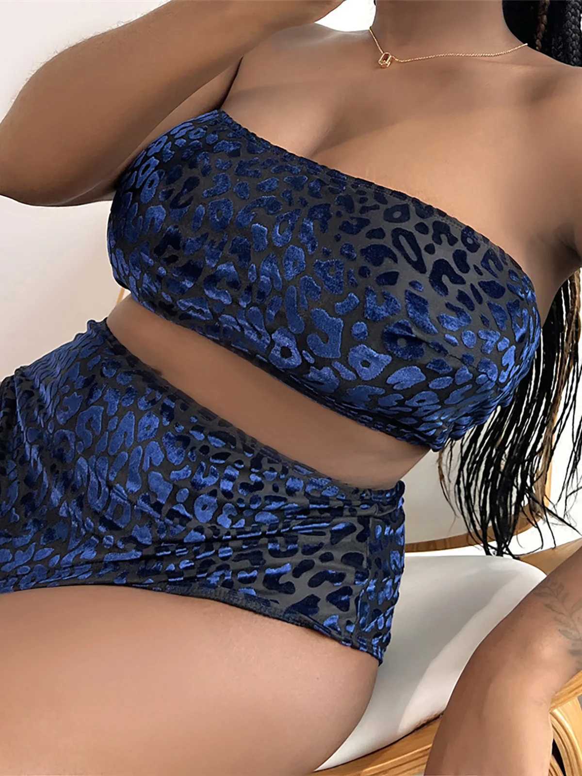 0XL - 4XL New Leopard Bikini Plus Size Large Size Swimwear Women Swimsuit Female Two-pieces Bikini set Bather Bathing Suit K3977 XJ250624