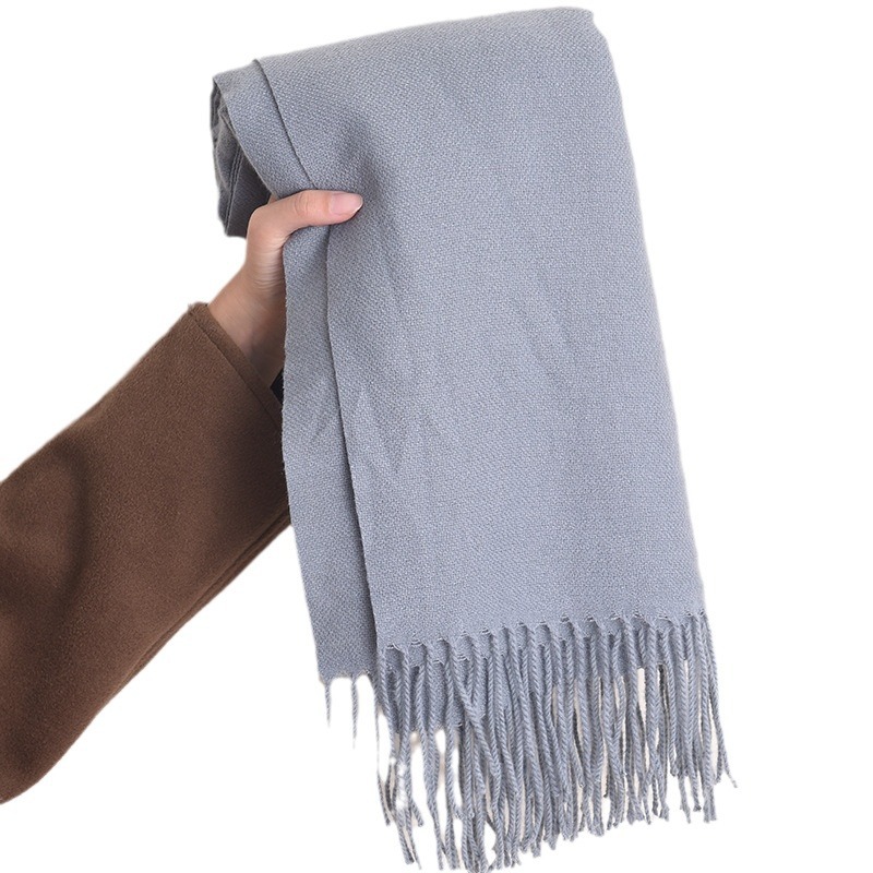 K1236 Scarf for women in winter, imitation cashmere, artistic autumn and winter, thickened, warm, dual-purpose, solid color, Korean style, fashionable