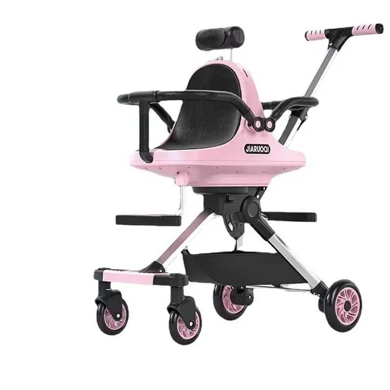 Lightweight Twin Stroller Portable Outdoor Push Twin Cart High View Four Wheel Twin Stroller with Parasol Foldable Baby Carriage z250705