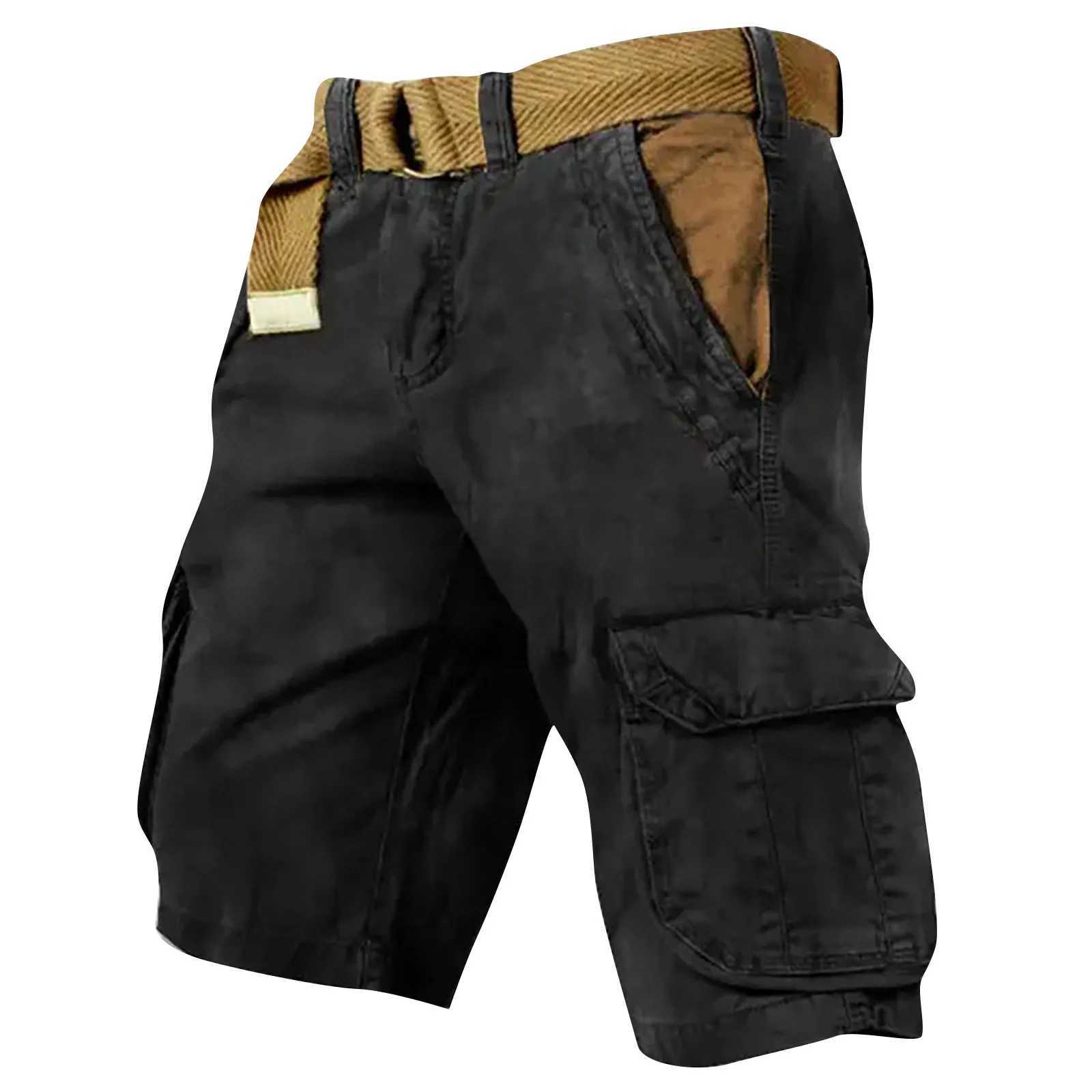 Retro Mens Shorts Overalls Sport Loose Wear Five Quarter Casual Pants With Pockets Summer Cargo Shorts For Men Mens Clothing W250705