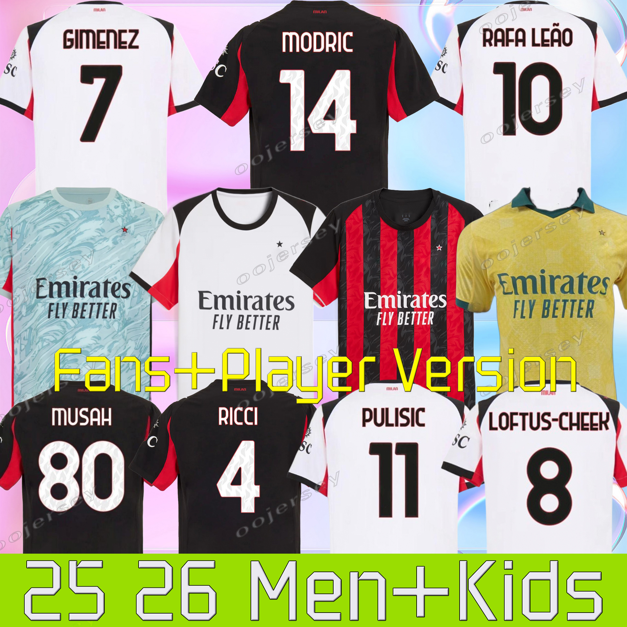 REIJNDERS 24 25 26 PULISIC Soccer Jerseys 4th milANs RAFA LEAO REBIC Football Shirt anniversary THIRD Kids Uniforms 125th 2025 A C KOCHE LOFTUS-CHEEK THEO away