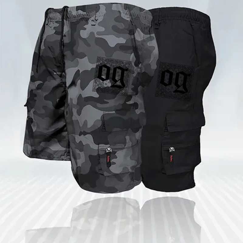 Mens Beach Wear Cargo Shorts Camo Solid Multi Pocket Summer Casual Loose Fit Drawstring Short Pants Hot Sale Special Fabric W250705
