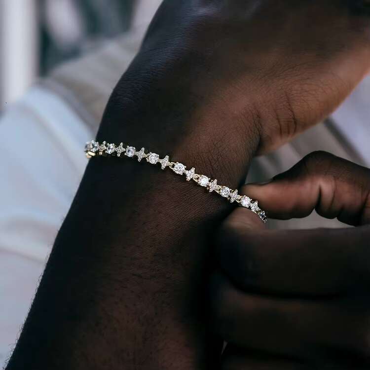 Hiphop Jewelry 925 Silver Luxury VVS Moissanite Star Bracelet GRA Tested High Quality