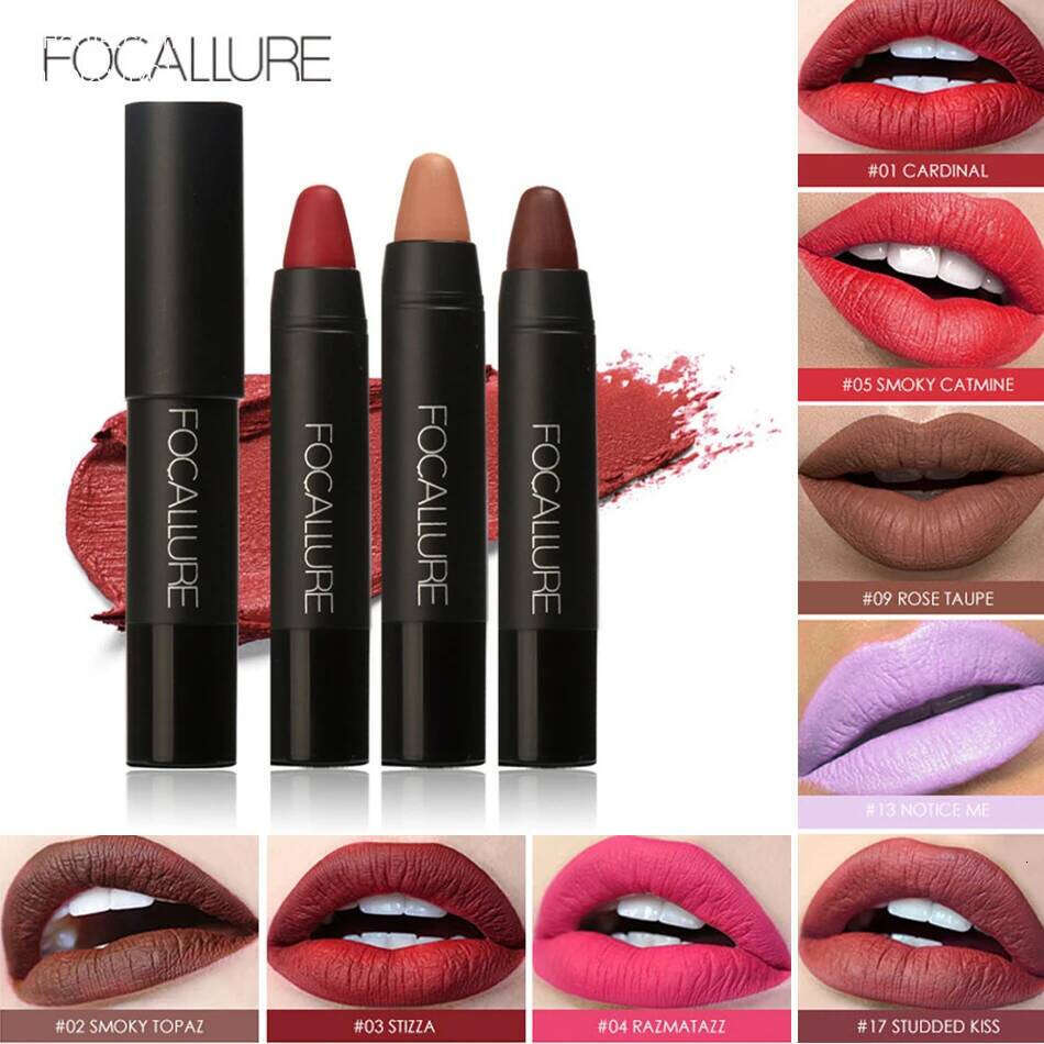 FOCALLURE 19 Colors Lipstick Waterproof Long lasting Cosmetic Easy to Wear stick Matte Lip Batom X250703 X250705