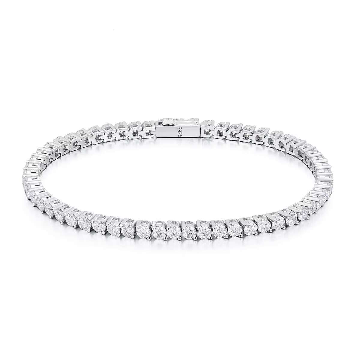 Hip Hop 3mm 4mm Moissanite 925 Sterling Silver Vvs Moissanite Diamond Tennis Chain GRA Certified Unisex Bracelet