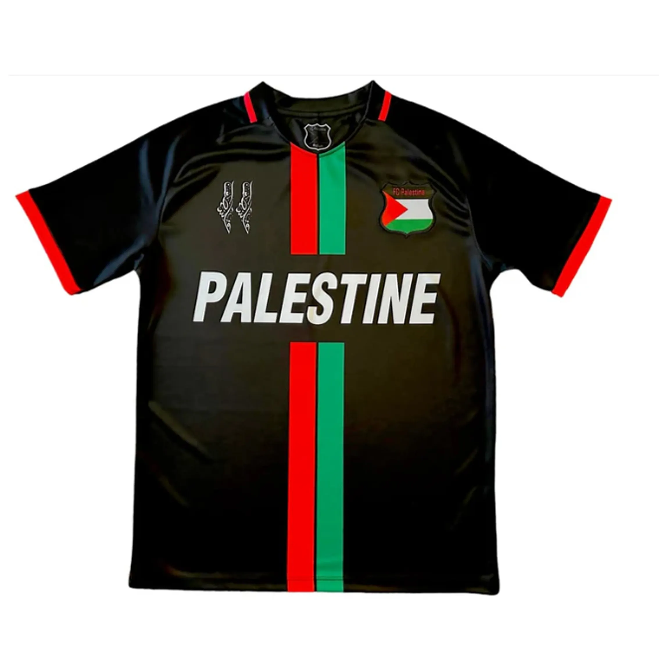 2023-2024 Palestine Football Jersey Black with Red & Green Stripe March of War and Justice Theme Shirt HighQuality Soccer Uniform Factory Direct Promotion
