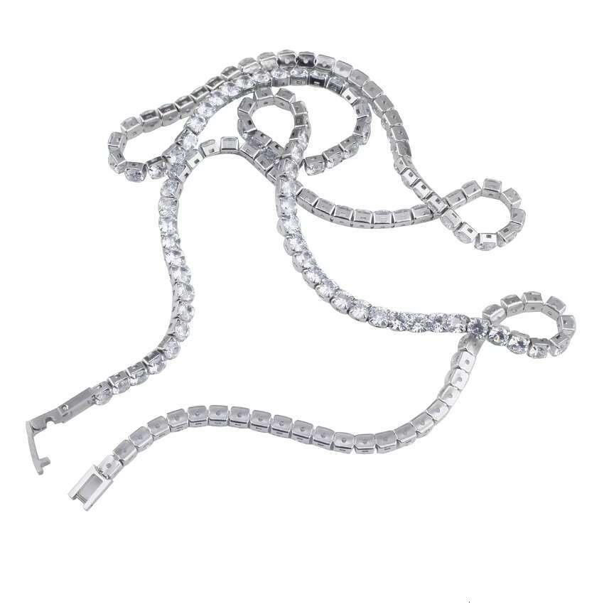 Iced Out 4mm Hip Hop Stainless Steel Tennis Necklace Sparkling CZ Diamond Necklace for Men Non Tarnish Man Necklace for Men