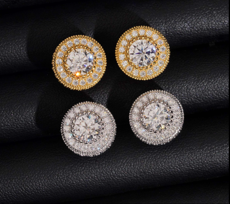 VVS Moissanite Hip Hop Earring 13MM Pass Diamond Test Gold Plated S925 Screw Back Stud Earring Fast Shipping