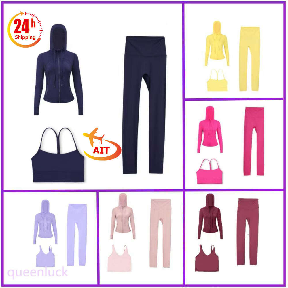 Workout set Women Yoga Sets jackets vest leggings Push Fiess sets High Waist Sports Jackets Zip Up Coat Elastic Sportswear Outfits Pants Gym