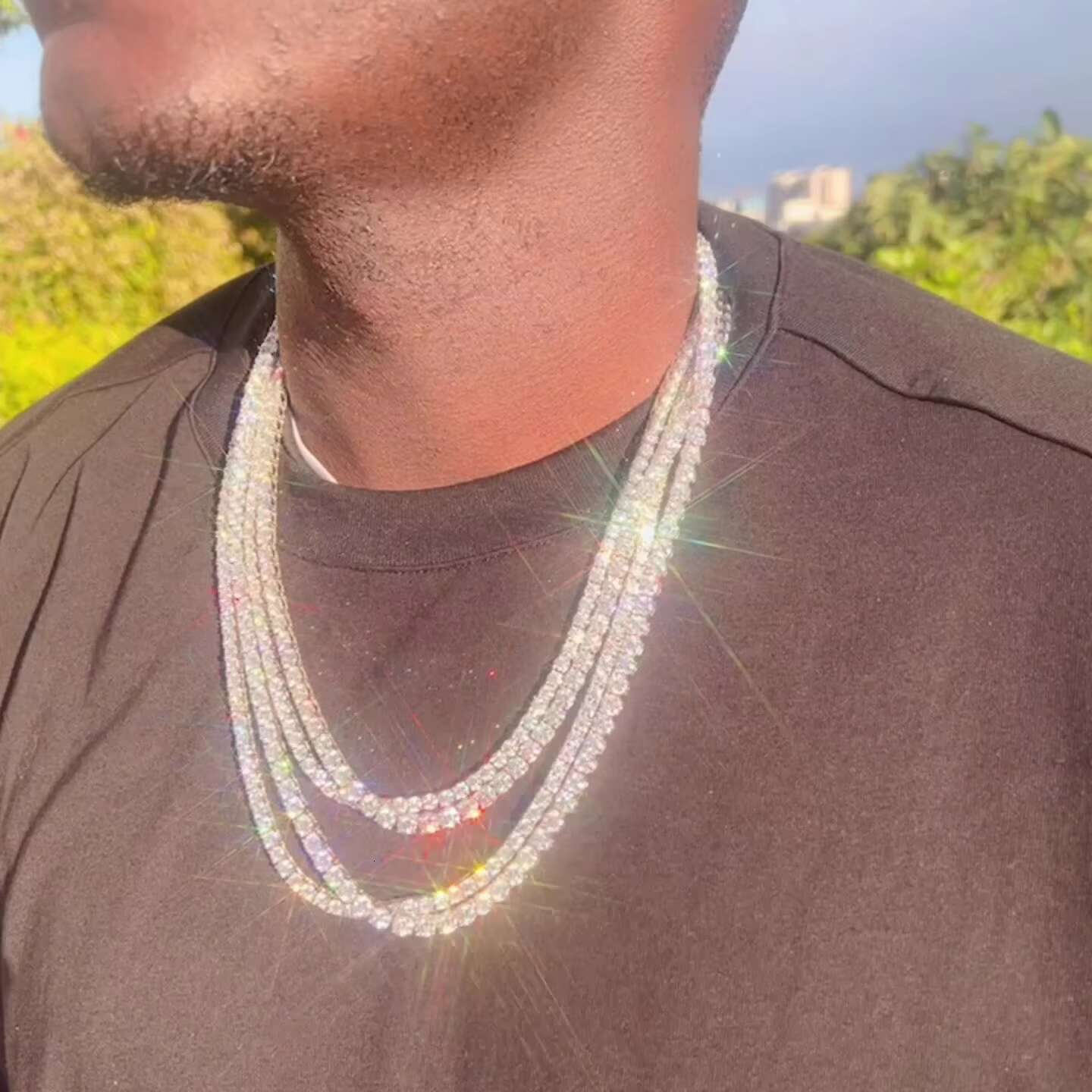 Full Size S925 Sterling Silver Necklace VVS Moissanite Diamonds Iced Out Tennis Bracelet Factory Tennis Chains Necklace