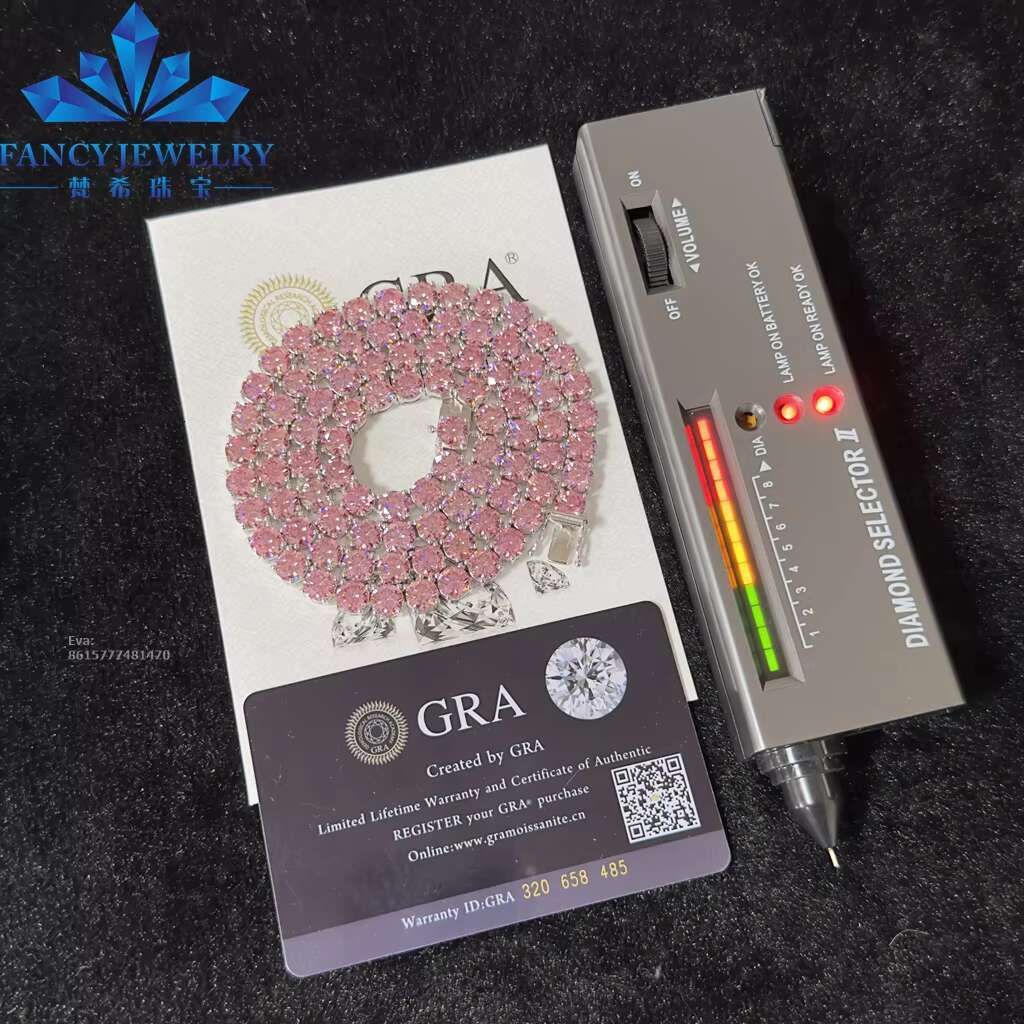 2mm 3mm 4mm 6.5mm Moissanite 925 Sterling Silver Gold Plated Men Necklace Iced Out Jewelry Diamond Moissanite Tennis Link Chain