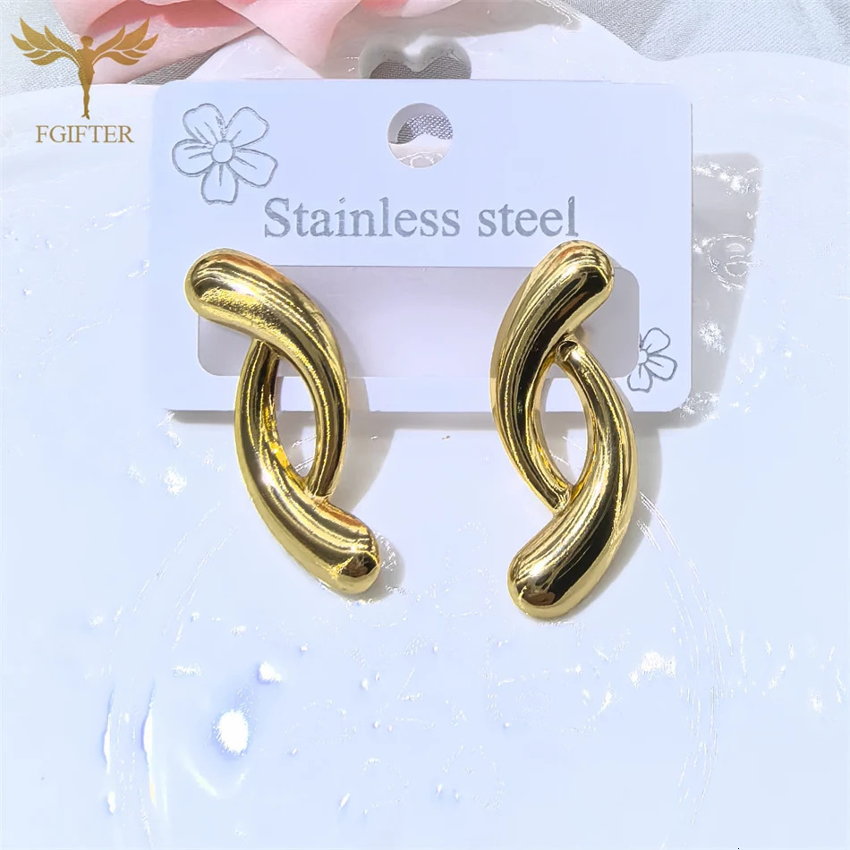 1 Pair Fashion Water Drop Stud Earring Golden Stainless Steel Piercing Jewelry Gold Plated Accessories boucle doreilles 250627