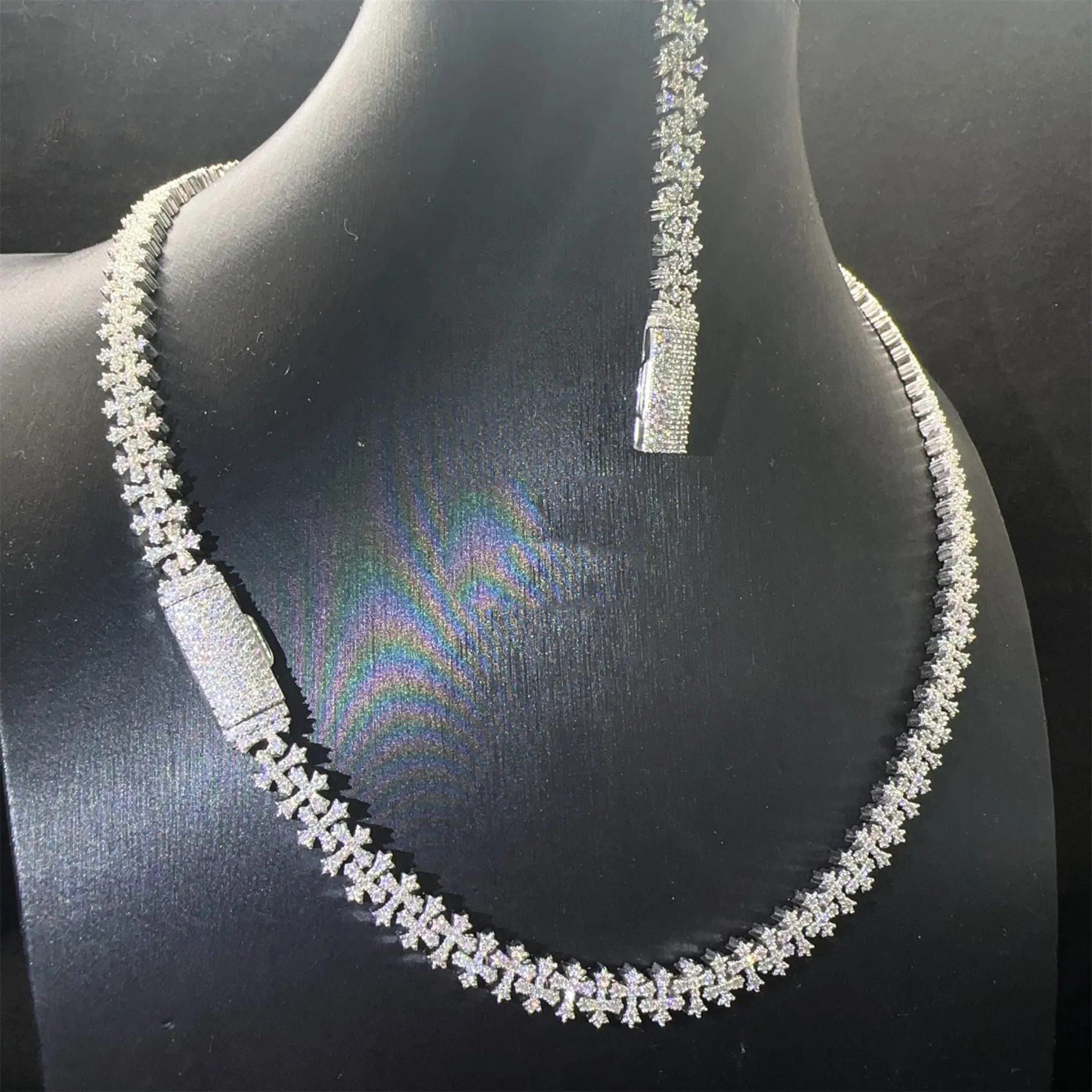 Hot Sell Moissanite Tennis Bracelet Fine Jewelry 925 Silver Unisex Cross Bracelet Hip Hop Mens Jewelry