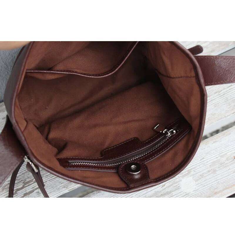 Natural Leather Handbag Bag For Women Vegetabletanned Cowhide Tote Classic Solid Color Versatile Handle Shoulder Crossbody Purse 2025/06/06 250705
