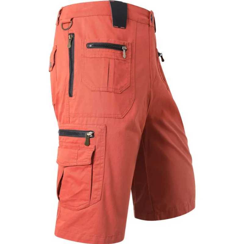 Summer Cargo Pants Man Multiple Pockets Zipper Cotton Fashion Casual Shorts Male Straight Outdoor Sports Knee Length Pants Men W250705