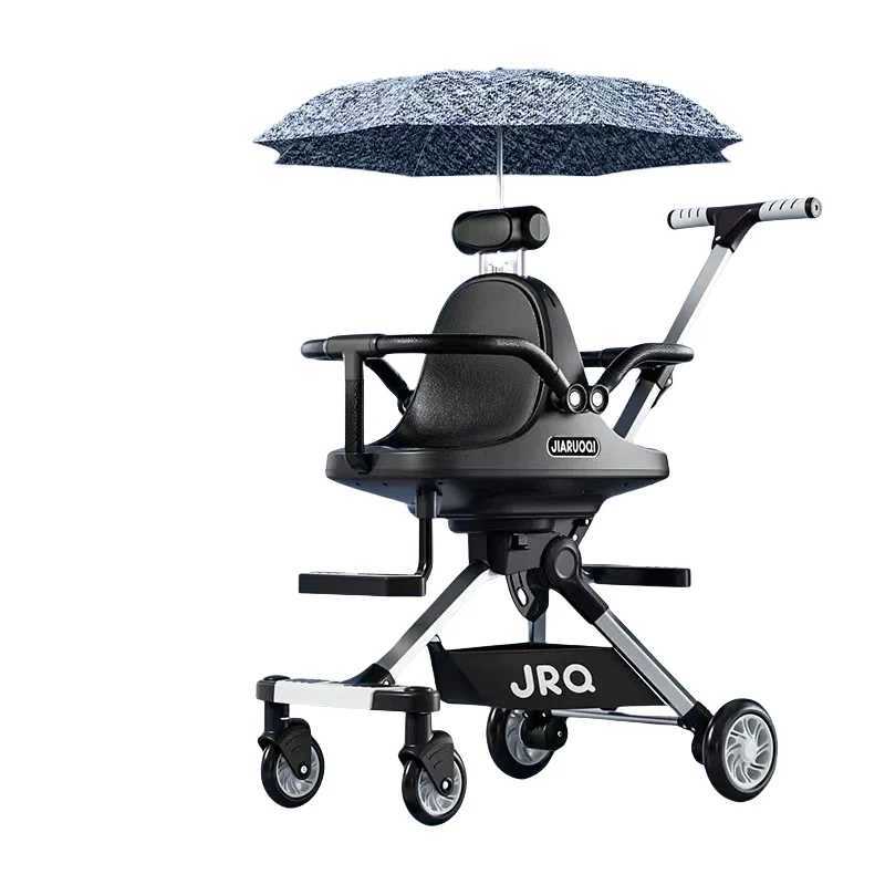 Lightweight Twin Stroller Portable Outdoor Push Twin Cart High View Four Wheel Twin Stroller with Parasol Foldable Baby Carriage z250705