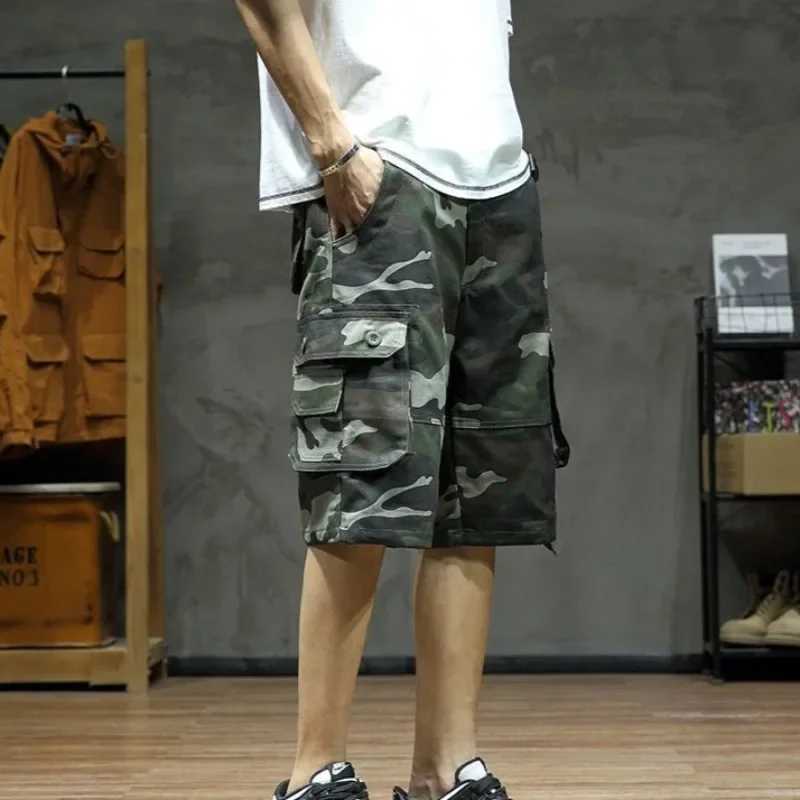 Bermuda Mens Cargo Shorts Baggy Camouflage Short Pants for Men Camo Loose Long with Pockets Wide Half 2025 Fashion Casual Nylon W250705