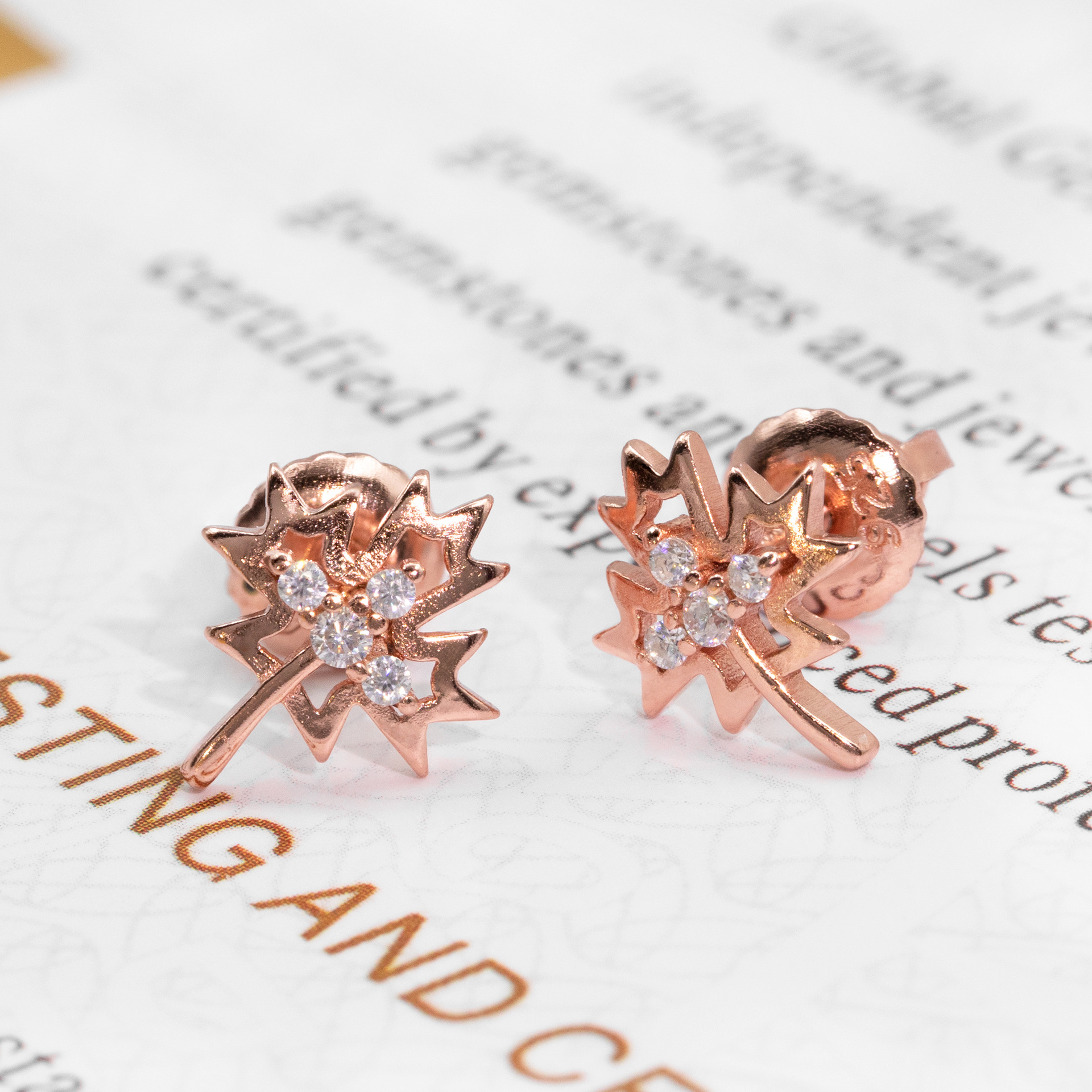 Maple Leaf Design Pass Diamond Tester Cheap Moissanite Stud Earrings Women 925 Silver Iced Out Moissanite Earrings