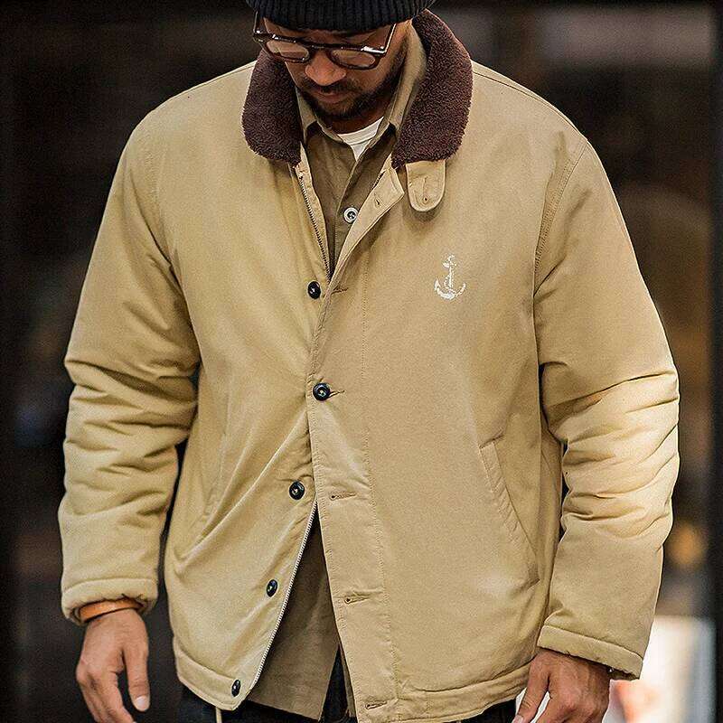 Maden Vintage N1 Deck Jackets For Men Autumn And Winter Windbreak Cardigan Coats Casual Padding Jacket Warm Thickened Parkas 250701