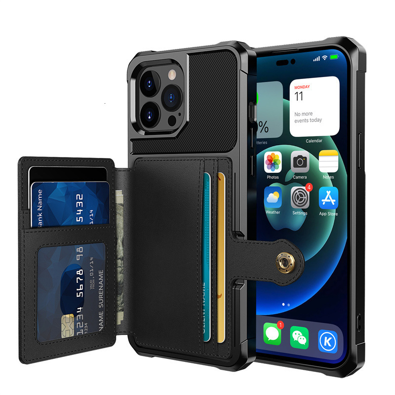Suitable for New iPhone 14 Pro Car Mount Magnetic Card Holder Phone Case IP14 Plus Shockproof Protective Cover ddmythur