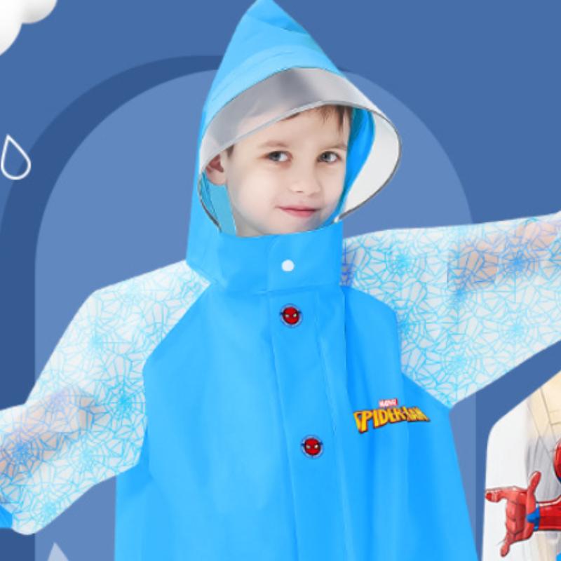 Disney boys' raincoat cape backpack kids raincoat children's waterproof backpack school use zipper raincoat hiking raincoat comfortable soft