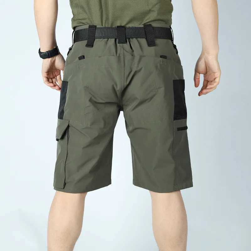 Military Green Outdoor Work Pants Mens Camouflage Solid Color Training Shorts Summer Multi-Mouth Bag Military Style Shorts W250705