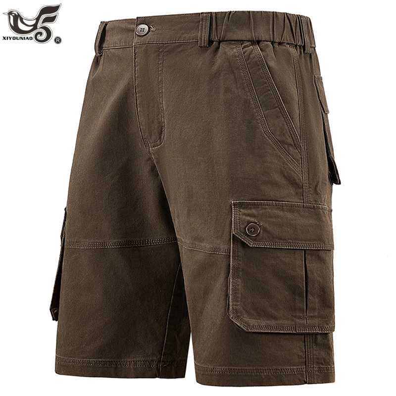 New 2025 Summer 00% Cotton Shorts Men Elastic Waist Cargo Short Pants High Quality Casual Business Social Mens Shorts Clothing W250705