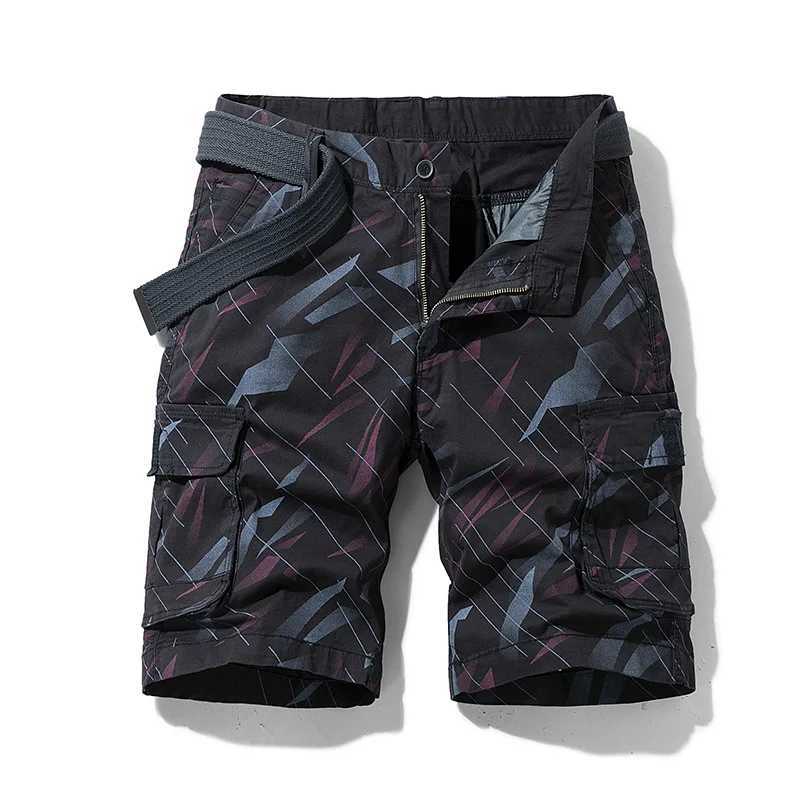 Mens Camouflage Cargo Shorts Red Summer Cotton Tactical 2022 Fashion Casual Multi-Pocket Short Pants Men Loose Army Military W250705