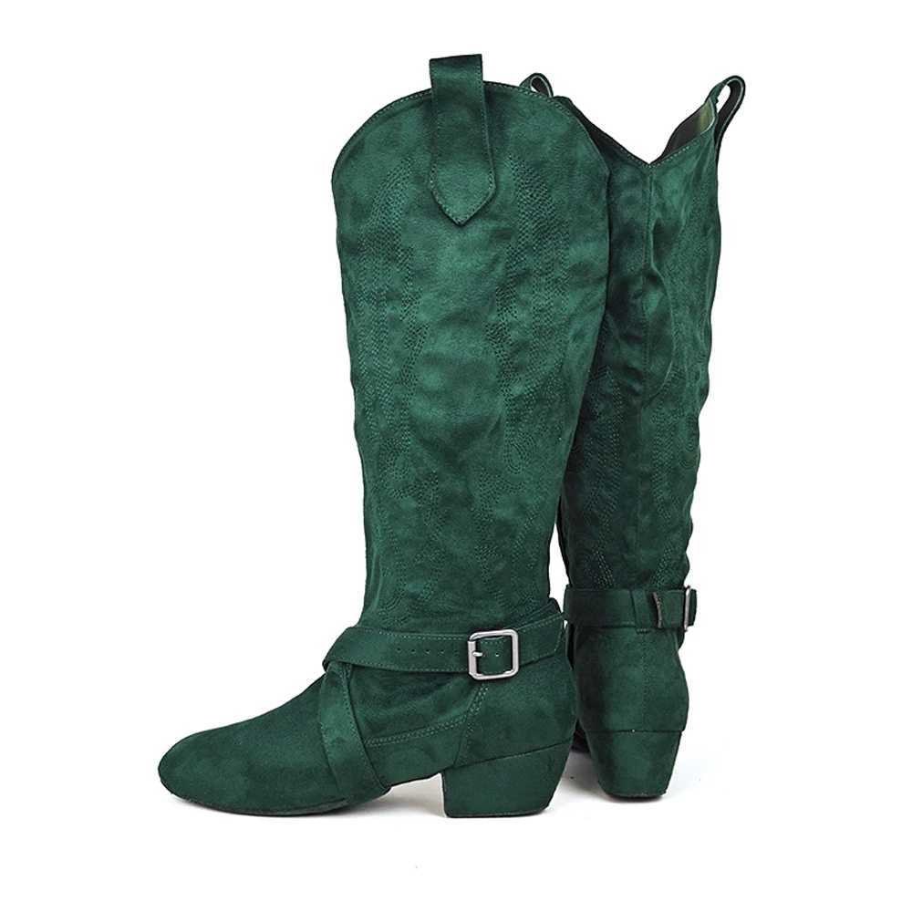 Jouncing Prescott Suede Sole Western Style Line Dancing West Coast Swing Dance Boots Z250704