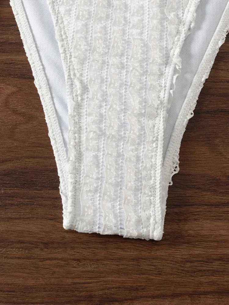 Vzvn 2025 New Summer Swimwear Bikini Set Sexy Laced Up Backless Bikini 2 Piece Set Women Solid Split Waist Beach Vacation Bikini XJ250624