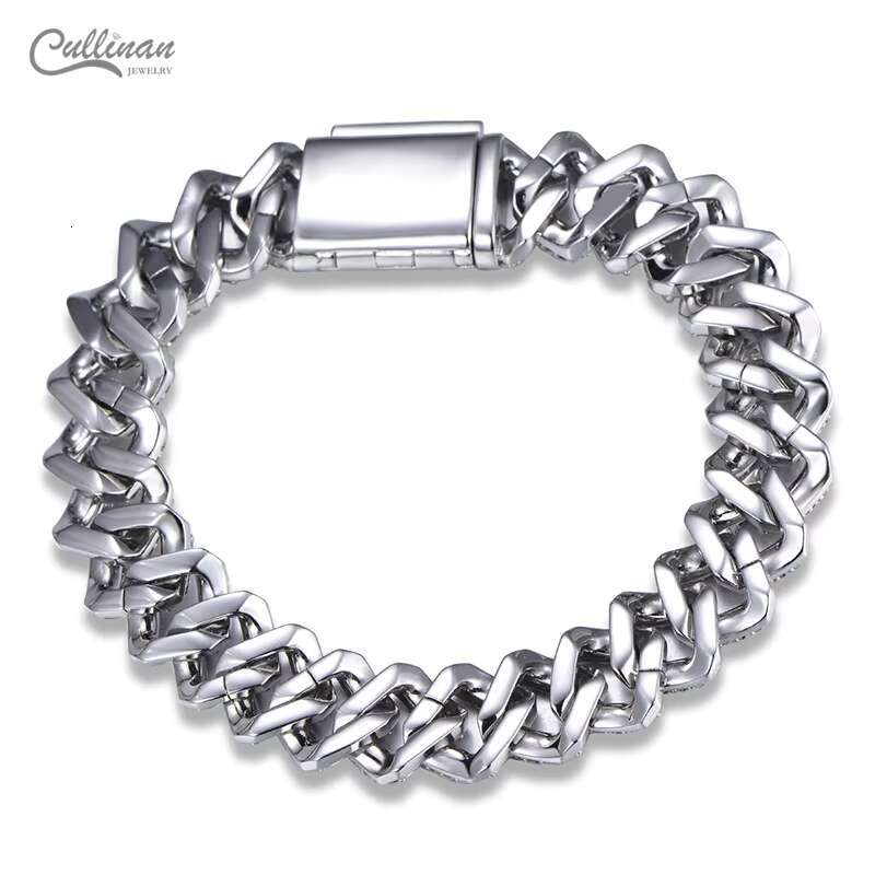 Gold Plated Iced Out Miami Cuban Link Chain Bracelet Crystal Zirconia High Quality Charm Punk Bracelet Mens Accessories