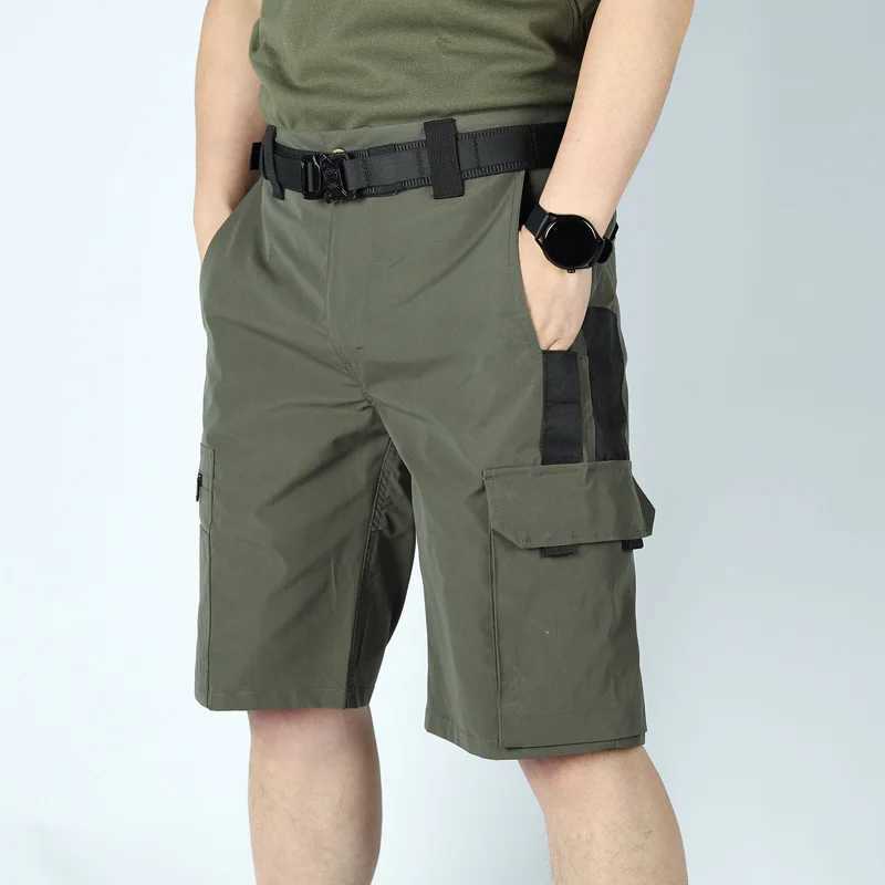 Military Green Outdoor Work Pants Mens Camouflage Solid Color Training Shorts Summer Multi-Mouth Bag Military Style Shorts W250705
