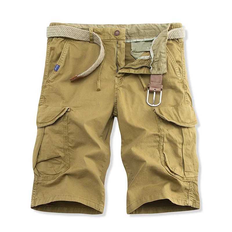 2023 Summer Mens Baggy Multi Pocket Shorts Military Goods Casual Mens Cotton Khaki Mens Tactical Shorts Versatile Solid Pants W250705