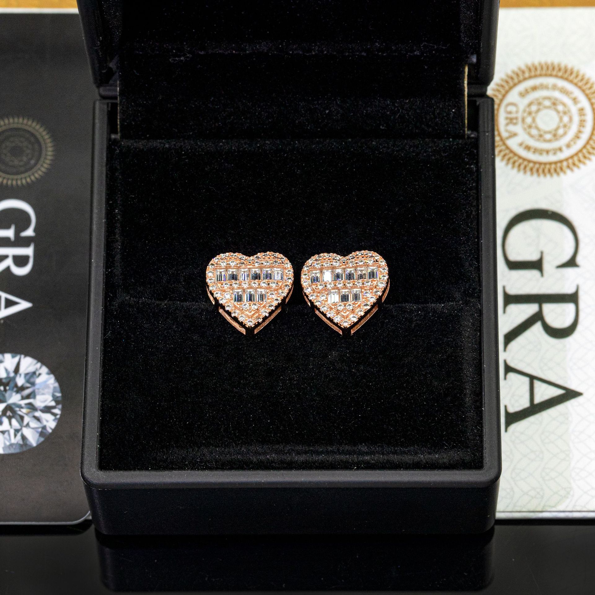 Elegant Classic 925 Sterling Silver Special Heart Stud Earrings Inlaid With Rectangle Moissanite for Women and Men