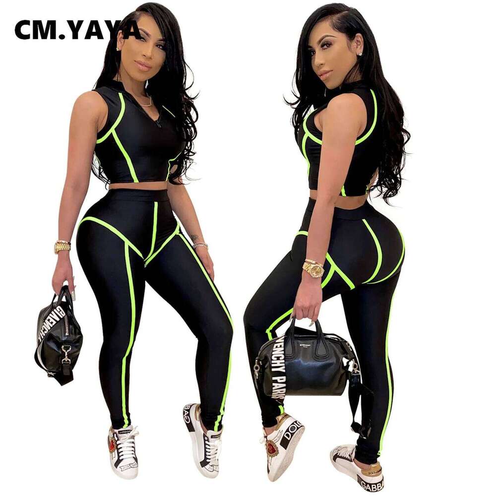 Women Sets Summer Tracksuits Slim Sleeveless Skinny Crop Tops+Pants Suit Two Piece Set Night Club Outfits 2 Pcs Street Gl3503
