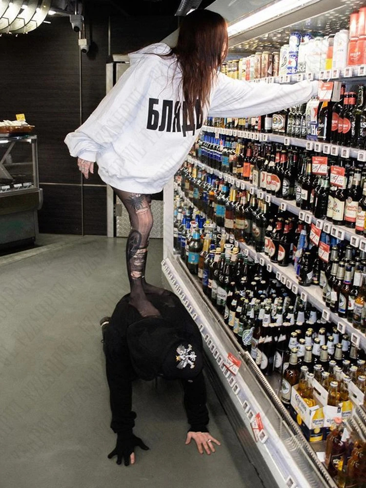 Y2K Harajuku emo girls hip-hop aesthetic graphic printing basic hoodies casual versatile punk rock tops retro womens streetwear 250704
