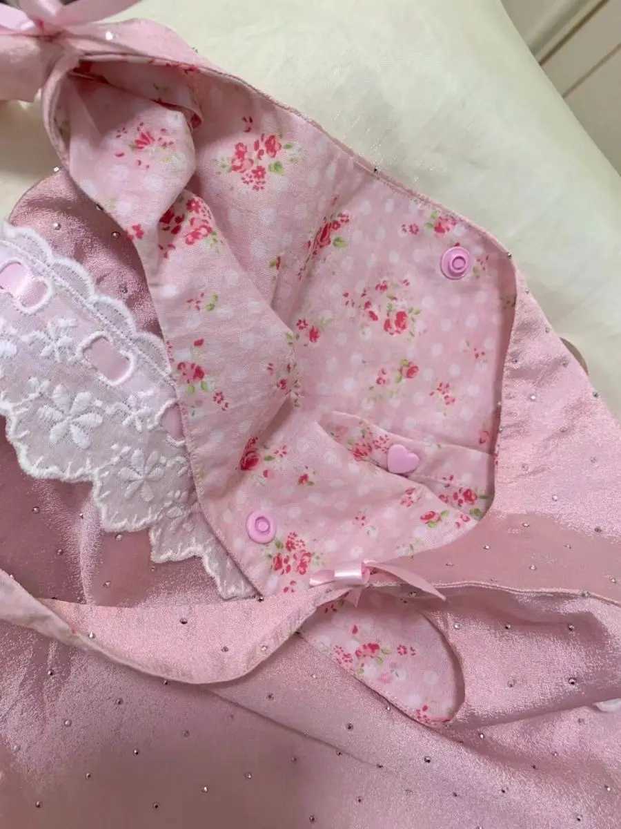 2024 New Womens Japanese Korean Bow Lace Shoulder Bag Large Capacity Casual Sweet Student Canvas Bags XJ250704