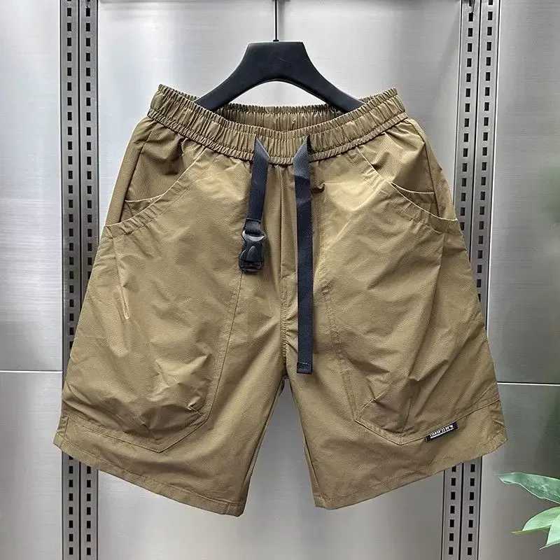 Mens Summer Pocket Zipper Cargo Shorts Trendy Brand Versatile Loose Quick-drying Sports Loose Casual Five-point Beach Pants W250705