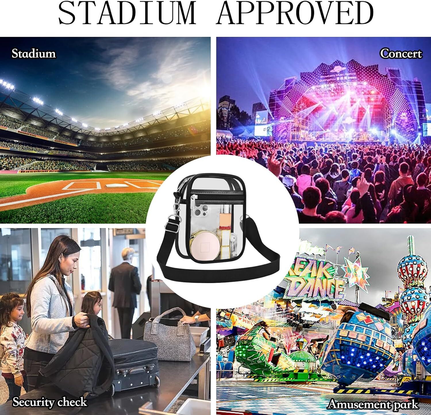 DHYMX Clear Purse Stadium Approved CrossBody designer bag Bag for Men and Women Support customization