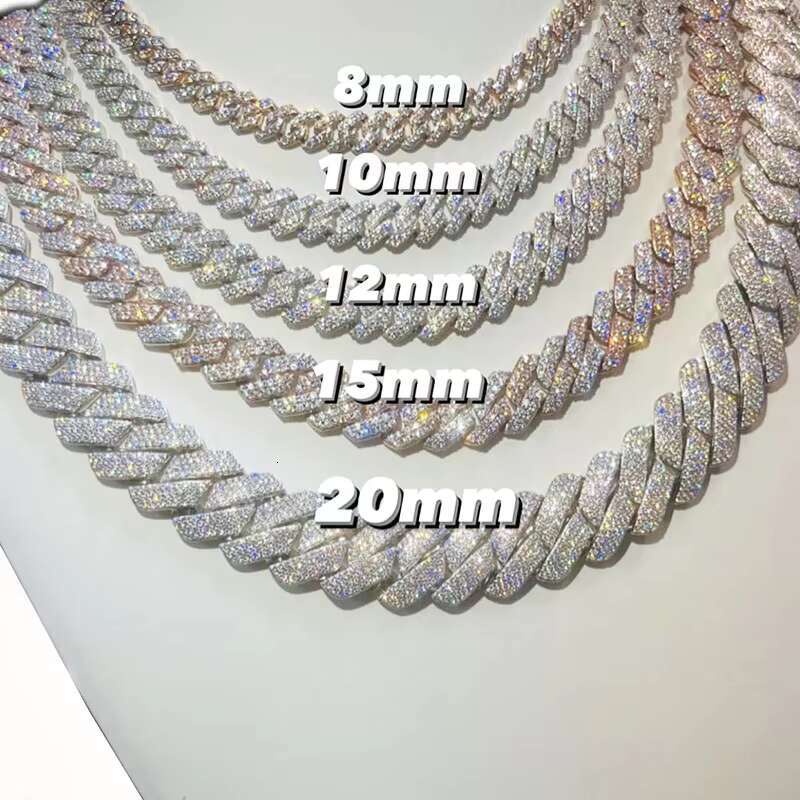 Hot Sale 925 Sterling Silver Vvs1 Moissanite Diamond Iced Out Cuban Link Chain for Men