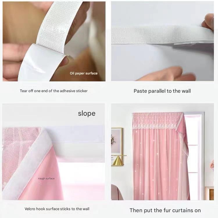 YL-36597 Velcro curtain bedroom bay window no need to punch installation simple self-adhesive blackout curtain finished product