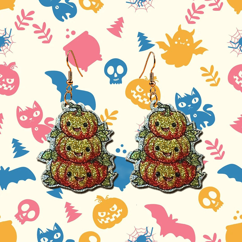 1 Pair Pumpkin Head Earrings Cute Funny Halloween Celebration Party
