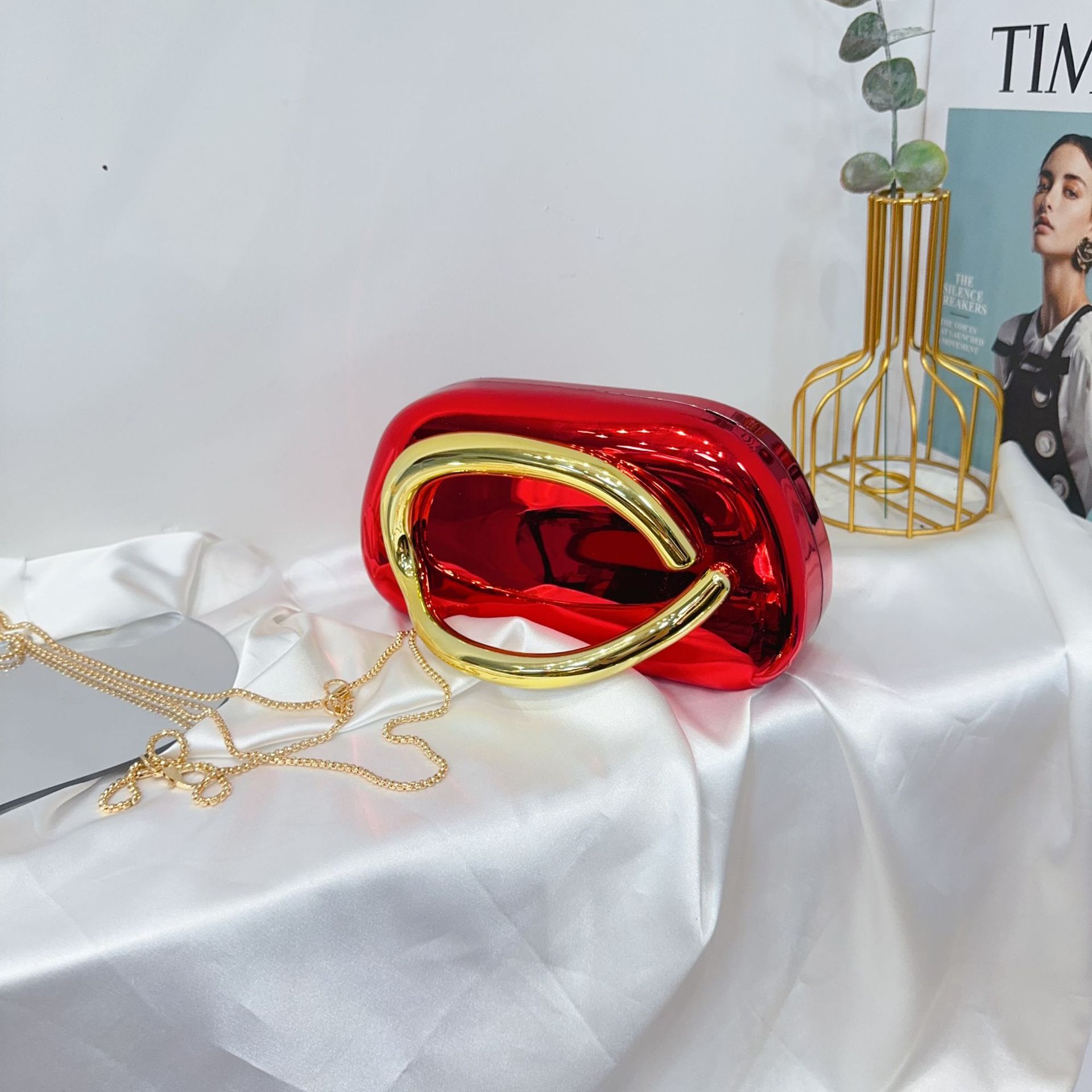 Trend classic round box hand bag dinner bag acrylic bag retro metal handbag shoulder cross body