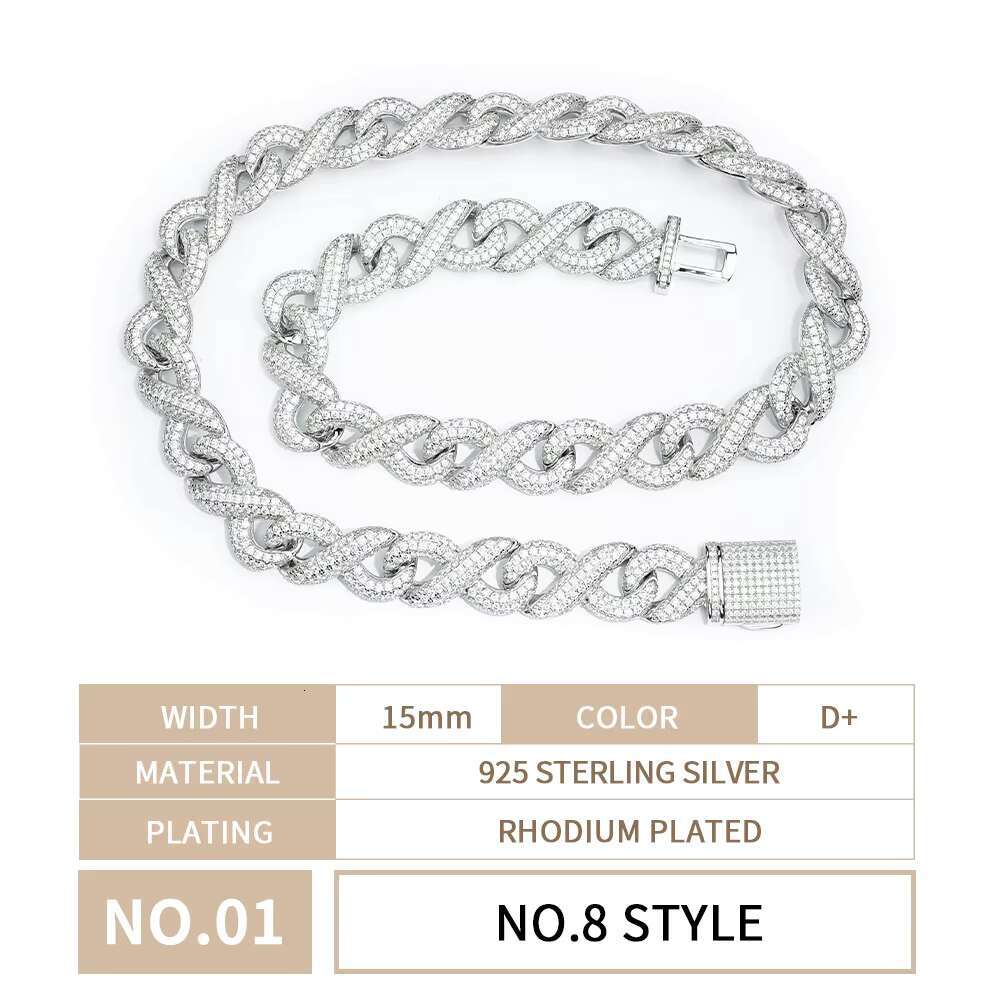 Luxury Jewelry Chain 10-20mm Miami 925 Sterling Silver Gold Plated Men Necklace Bling Bling Hiphop Jewelry Moissanite Cuban Chain High Quality