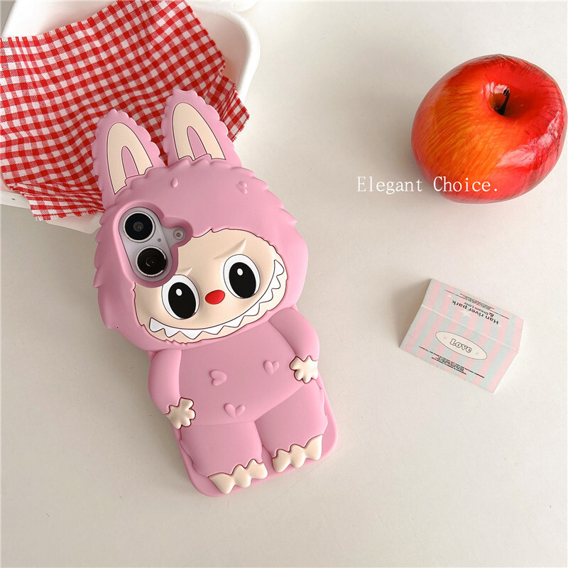 Cartoon 3D Labubu iPhone 14/13 Compatible 11 Apple 16/15 Pro Max Phone Case 12 Shockproof Cover ddmythur