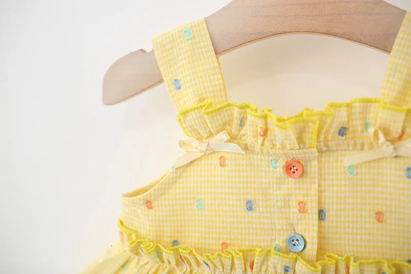 Childrens Summer Dress with Suspender Bow Jacquard Embroidery Girls Casual Princess Dress Suitable for Children Aged 0-4 250704