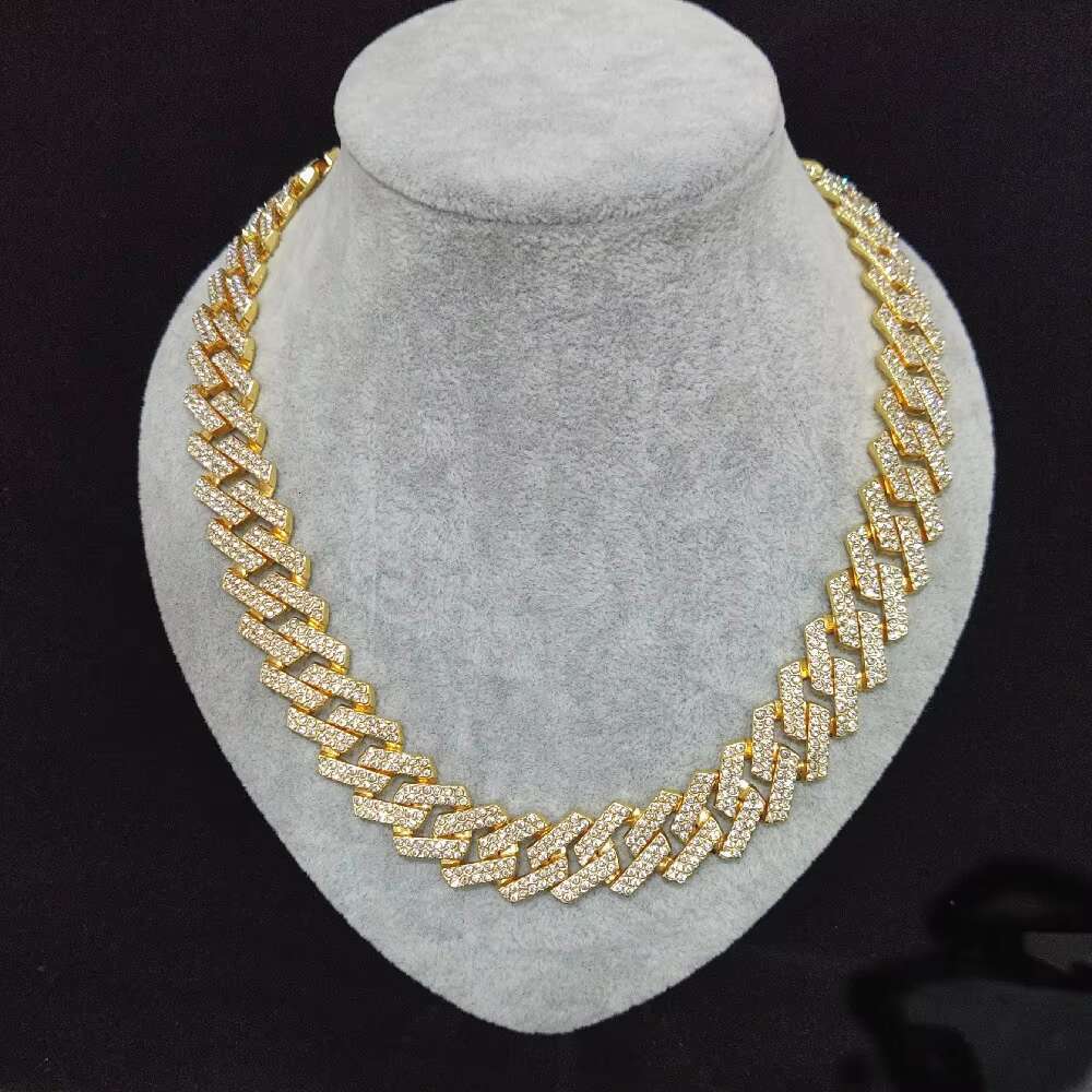 Fashion Mens 20mm Cuban Link Chain Necklace Jewelry for Women Silver Rose Gold Iced Out Diamond Hip Hop Miami Cuban Link Chain