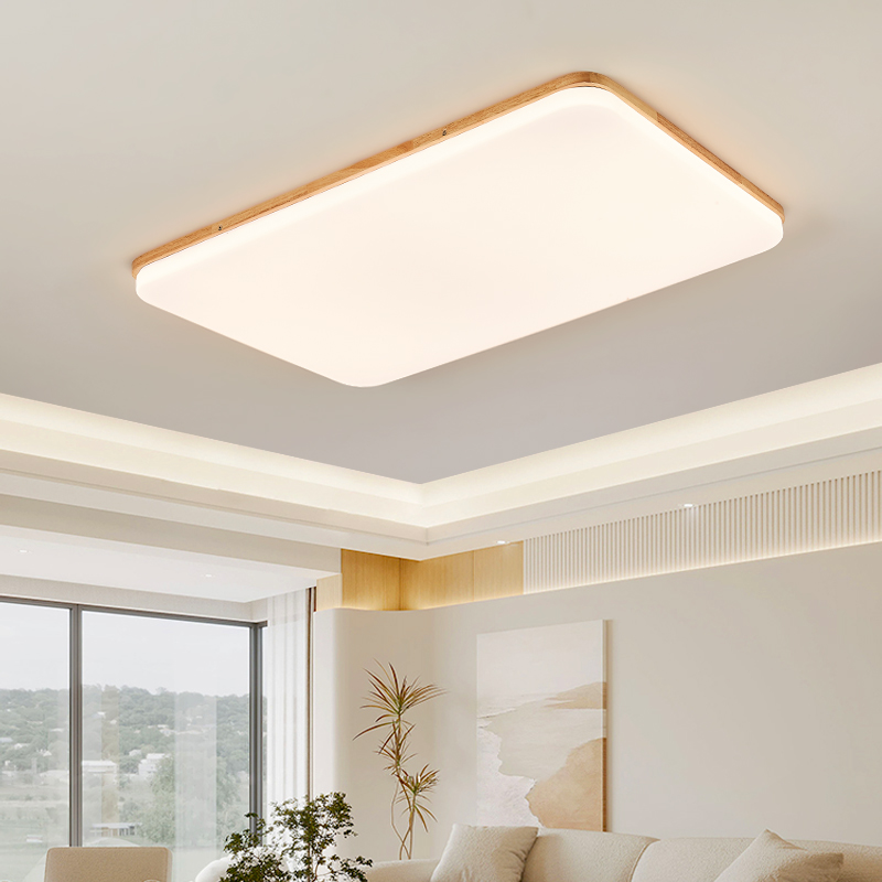 Minimalist Wooden Style Cream White Wax Wood Living Room Light - Eye Protection Bedroom Ceiling Lamp Fixture for Bedrooms & Living Rooms